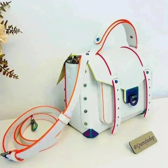 Michael Kors Purse Manhattan Satchel Crossbody Optic White - Picture 3 of 9